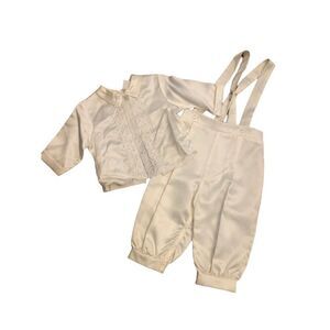 Vintage boys white outfit Christening baptism community 24 months
